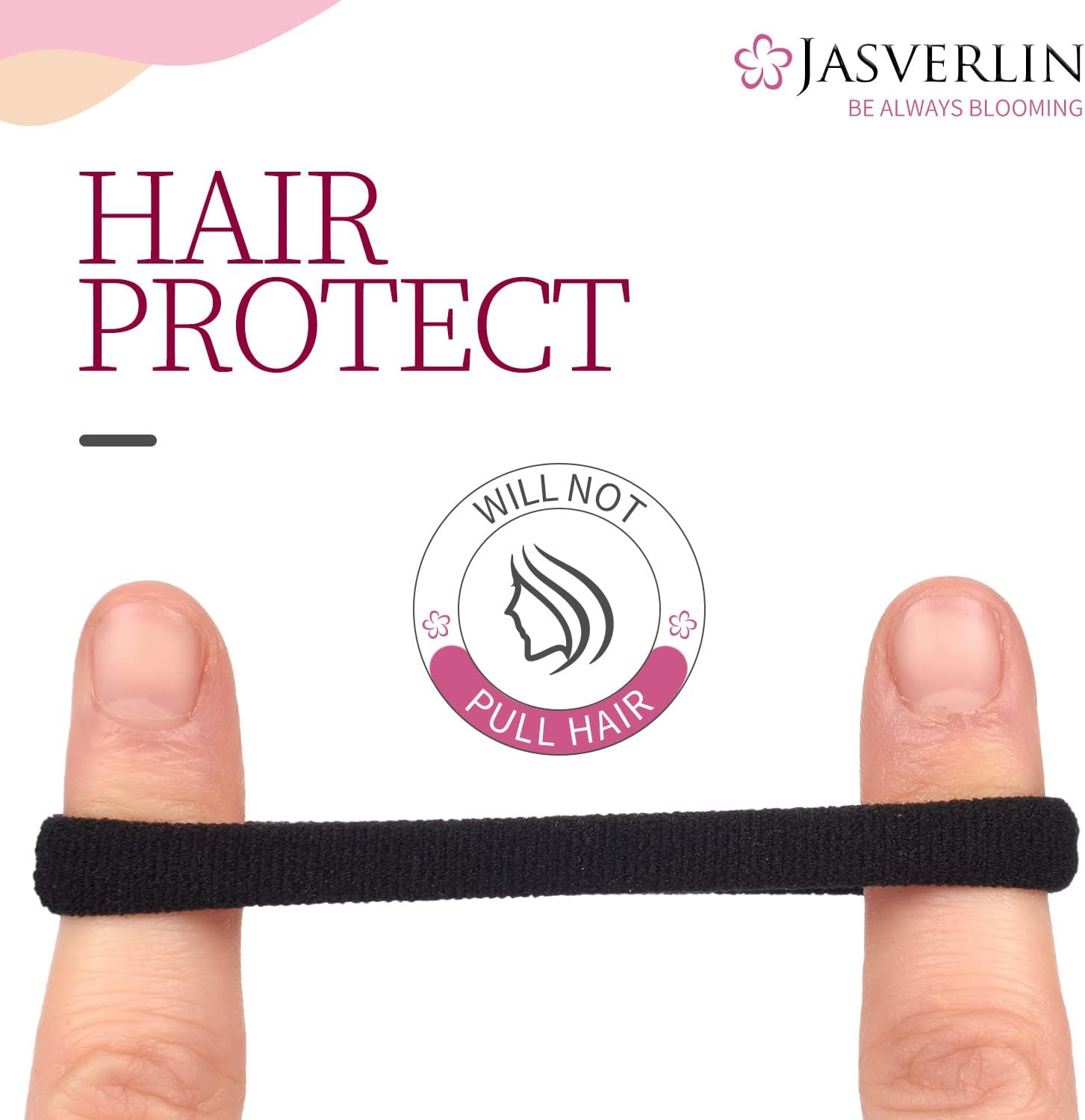 JASVERLIN 100 Pcs Dark Brown No Damage Hair Ties Cotton Ponytails Holders Seamless Soft Thick Hair Bands, Accessories for Women Girl 1 1/2 Inch (Dark Neutral) image number 2
