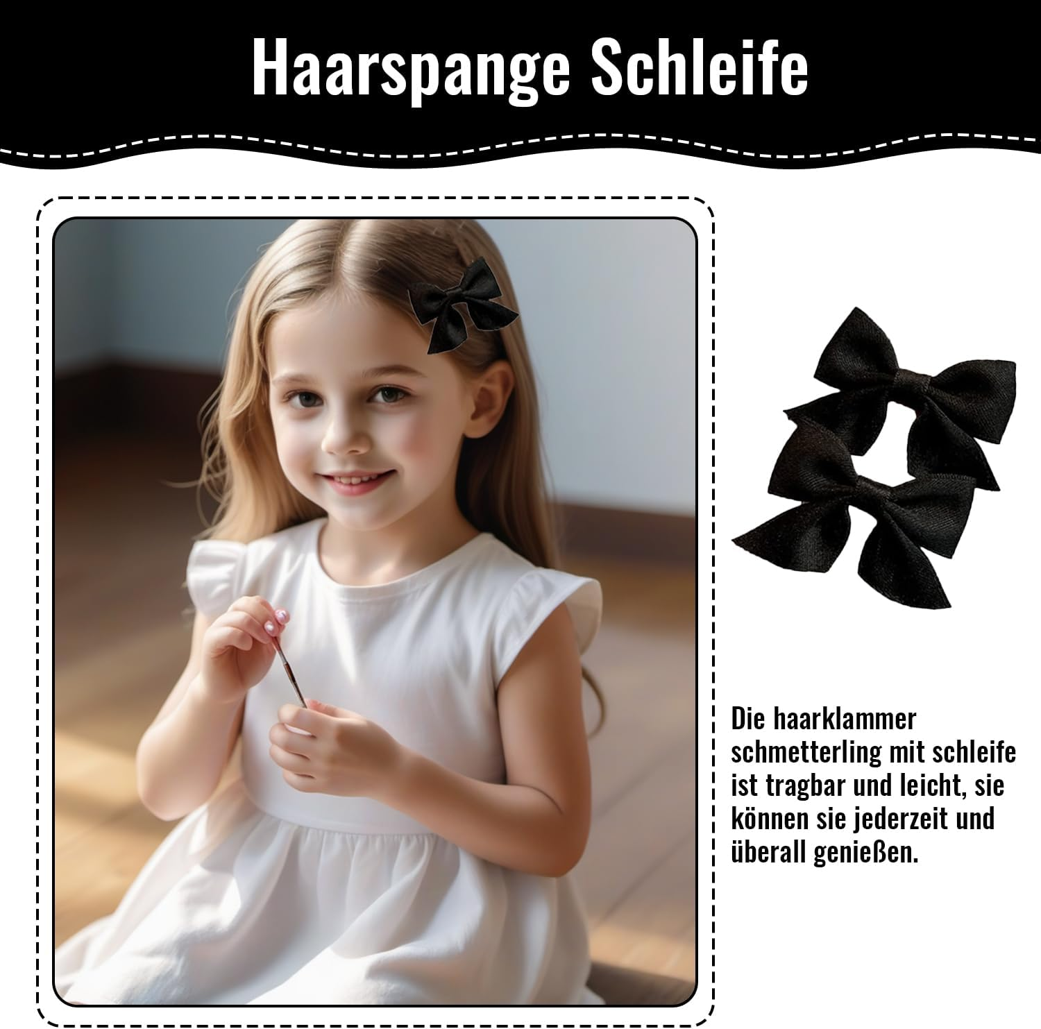 Esshogo Hair Clip Bow, Hair Bow, Hair Clip Black, Bow Hair, Hair Bow Christmas, Hair Clips Women with Bows, Hair Clips Children'S Bows image number 4