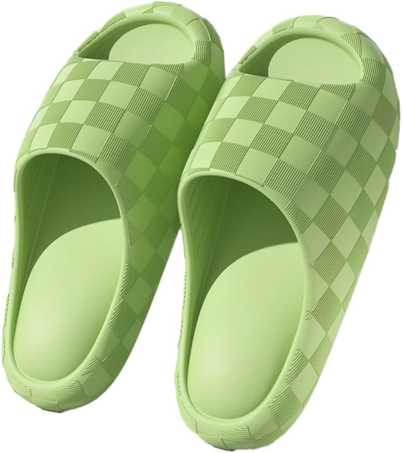Slippers for Women Cute Anti-Slip EVA Beach Pool Shower Slippers Shoes Checkered Indoor Sandal Slides Cloud Sandals 2025
