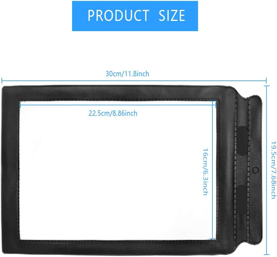 4 PCS A4 Full Page Magnifier Sheet Magnifying Glass Reading Aid Lens 3X Big for Seniors Old Mom Dad (Black) image number 3