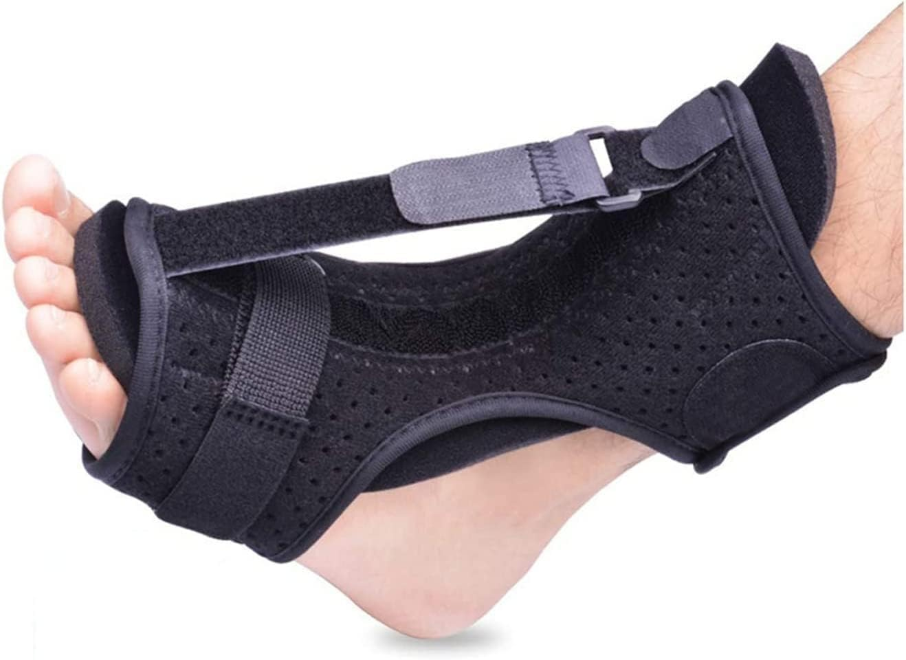 Plantar Fasciitis Night Splint, Adjustable Elastic Dorsal Plantar Fasciitis Night Splint Brace, Achilles Tendonitis, Foot Drop,Heel Ankle Arch Foot Pain (Black, One Size) image number 5