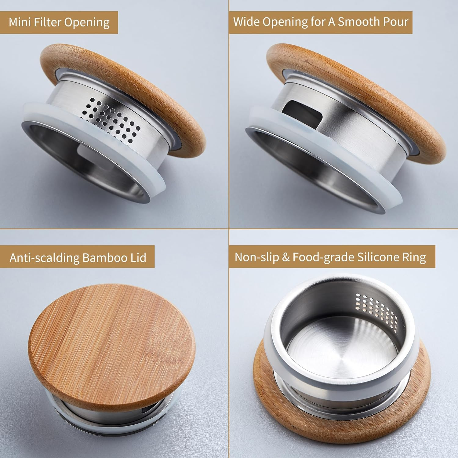 Large Glass Teapot with Infuser, Stovetop Safe, Thickened Heat Resistant Borosilicate Glass, 68 Fl Oz Glass Tea Kettle with Bamboo Lid image number 3