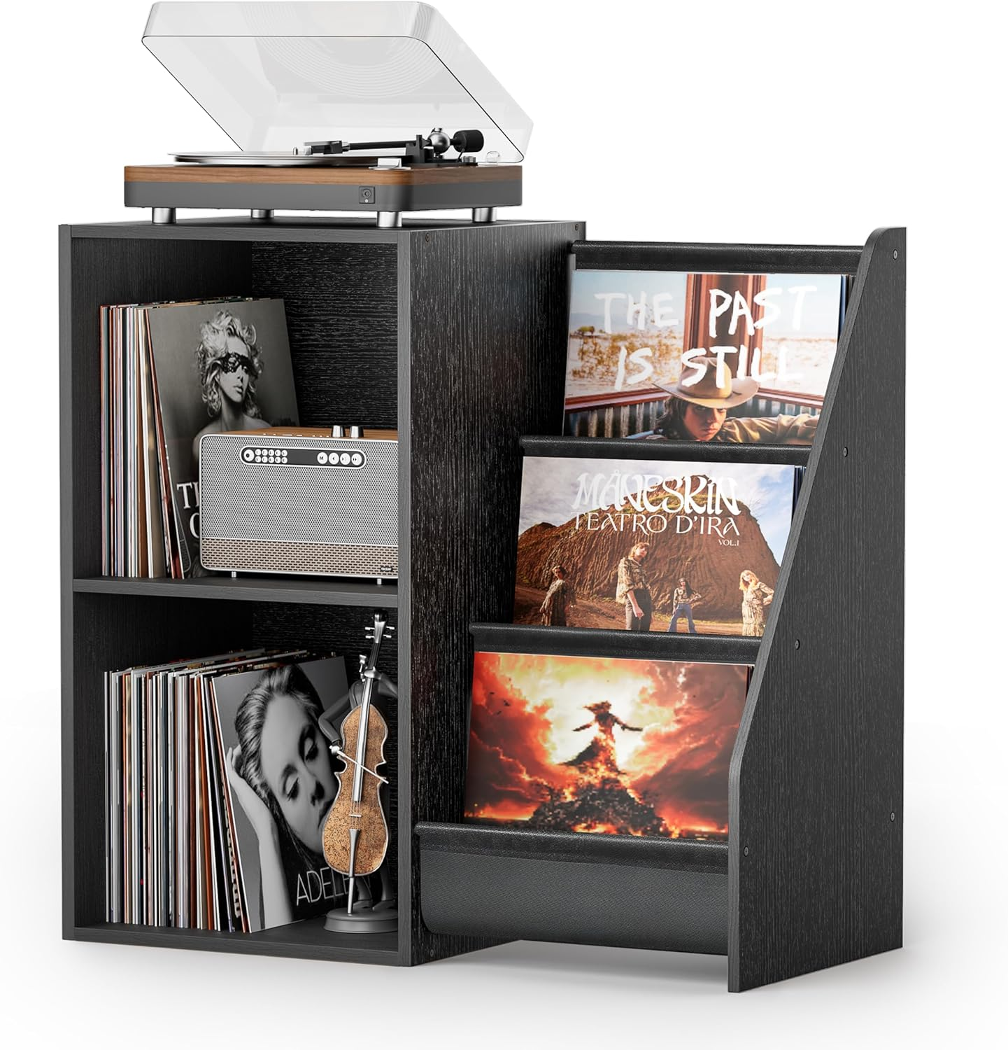 Record Player Stand,Turntable Stand with Vinyl Record Storage,Record Player Table with Vinyl Display Holder Shelf,Record Player Cabinet with 220 Albums Organizer,Media Console Cabinet for Stereo Audio image number 6