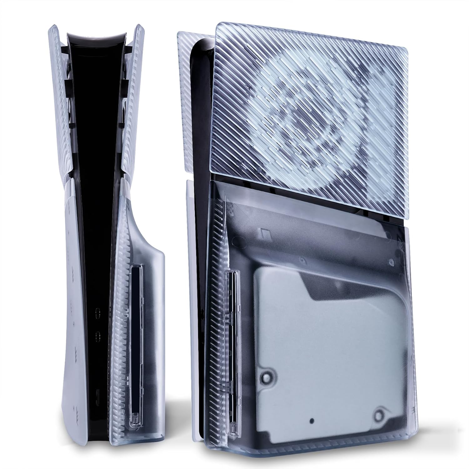 Extremerate Excover Console Replacement Top Bottom Cover Compatible with Ps5 Slim Disc Edition, Side Panel Faceplate Back Plate with Cooling Vent Shell Compatible with Ps5 Slim Disc - New Hope Gray