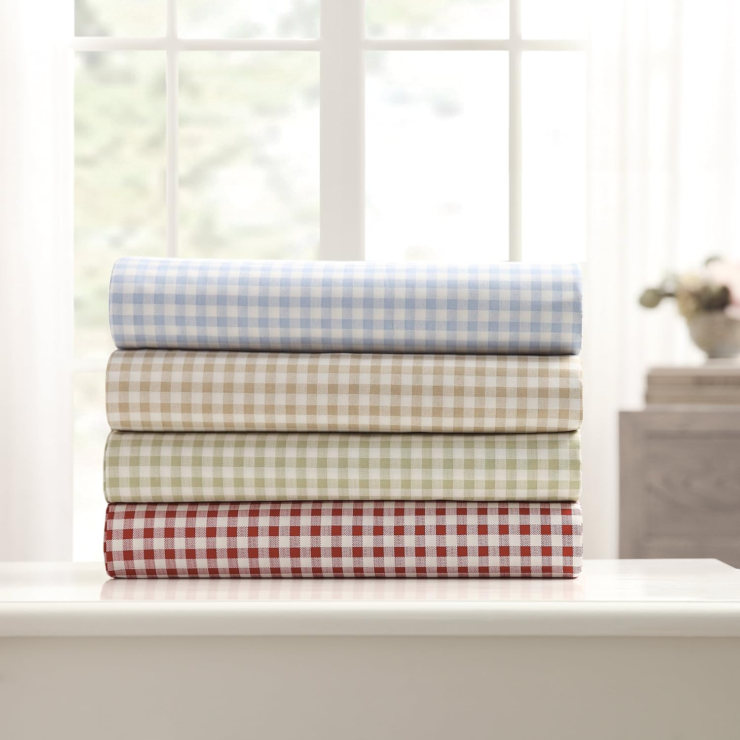 Gingham Sheet Set (Twin, Green) image number 2