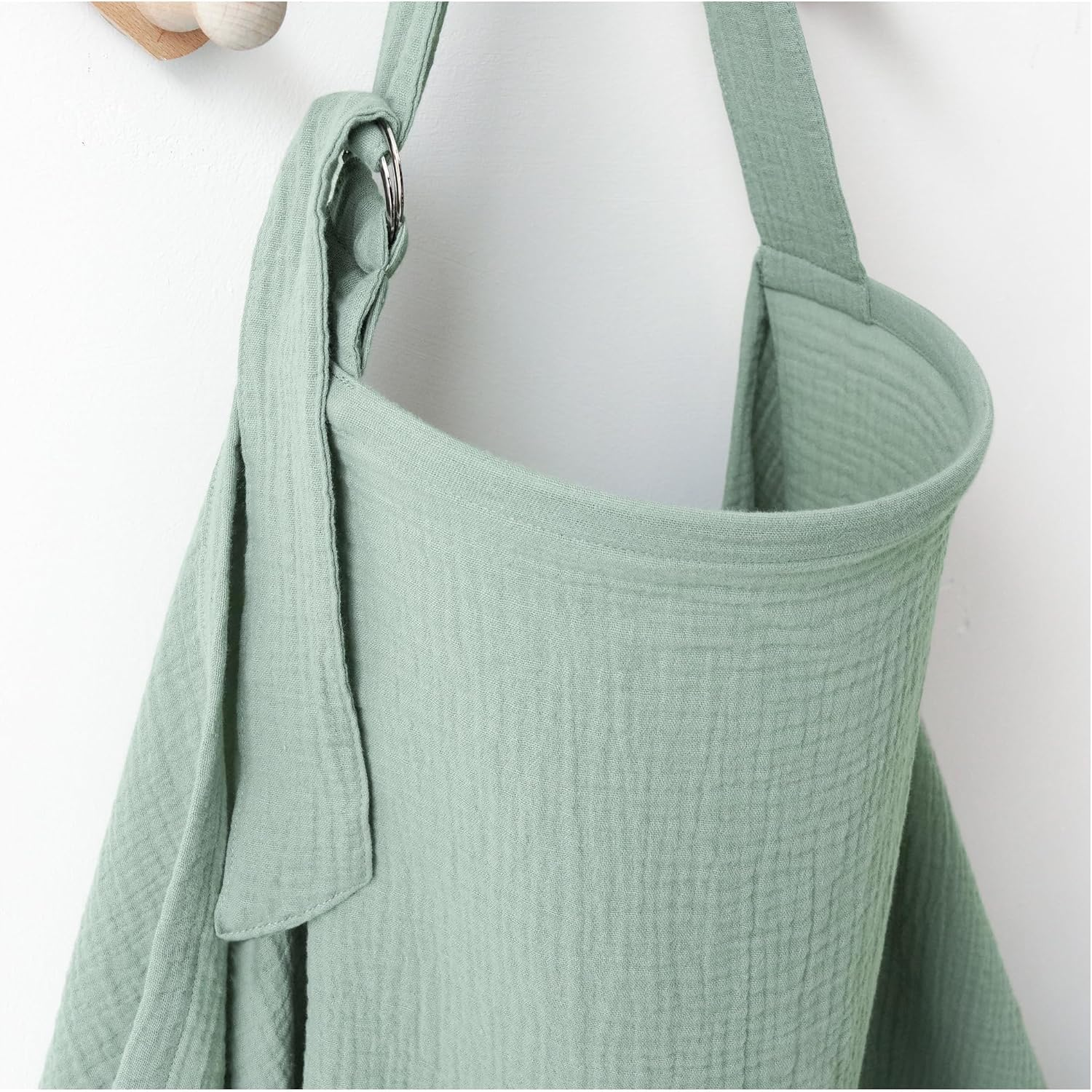 Qunlions Life Muslin Nursing Covers for Breastfeeding, Privacy Breast Feeding Cover with Arch Neckline for Mom and Baby, Breathable 100% Cotton Nursing Apron Multi-Use Stroller Cover (Green)
