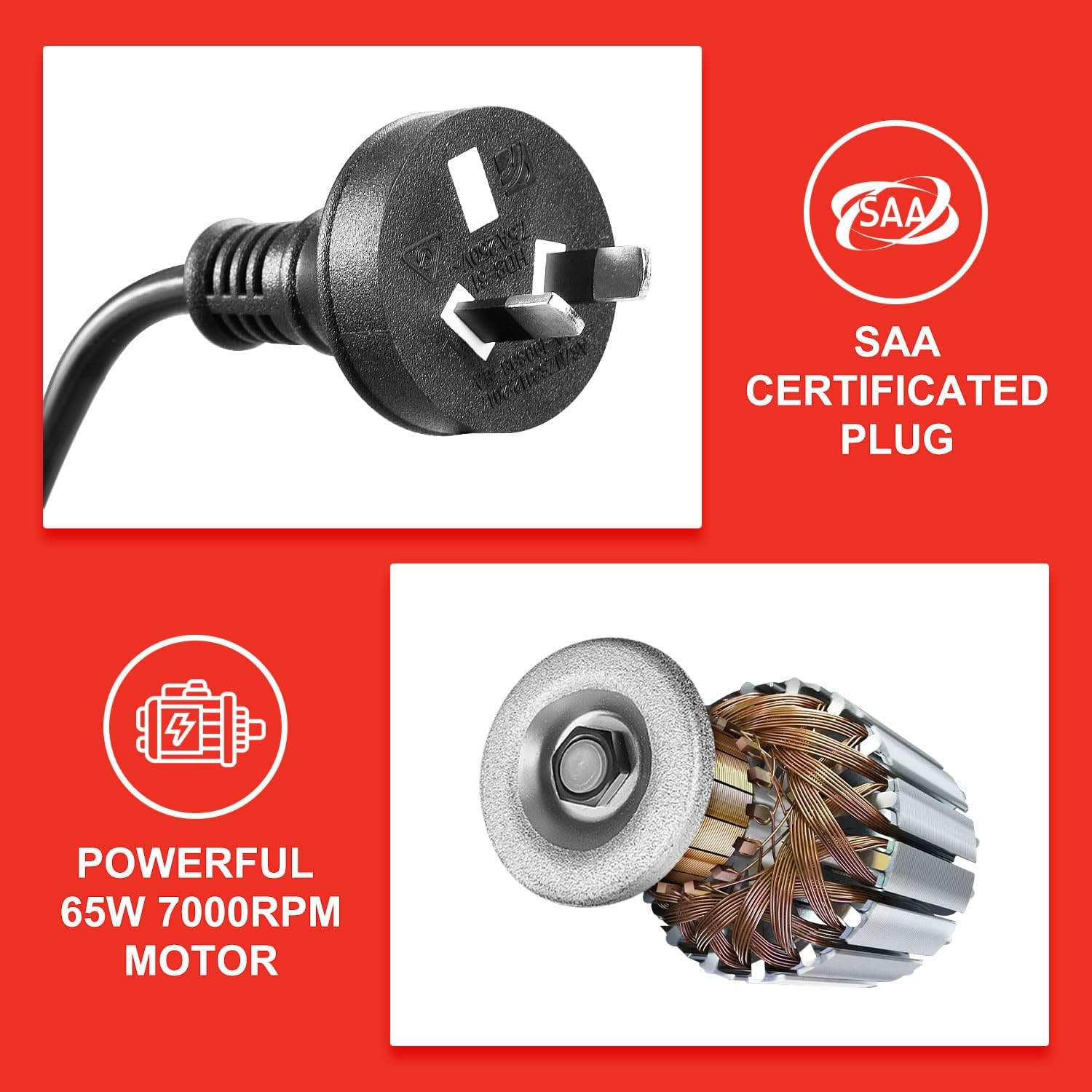 TOPEX 65W Electric Multifunction Sharpener SAA Drill Bit Knives Scissors Chisel Universal Electric Powered Multitask Sharpening Machine Diamond Grinding Wheel for Grinding, Sharpening image number 2