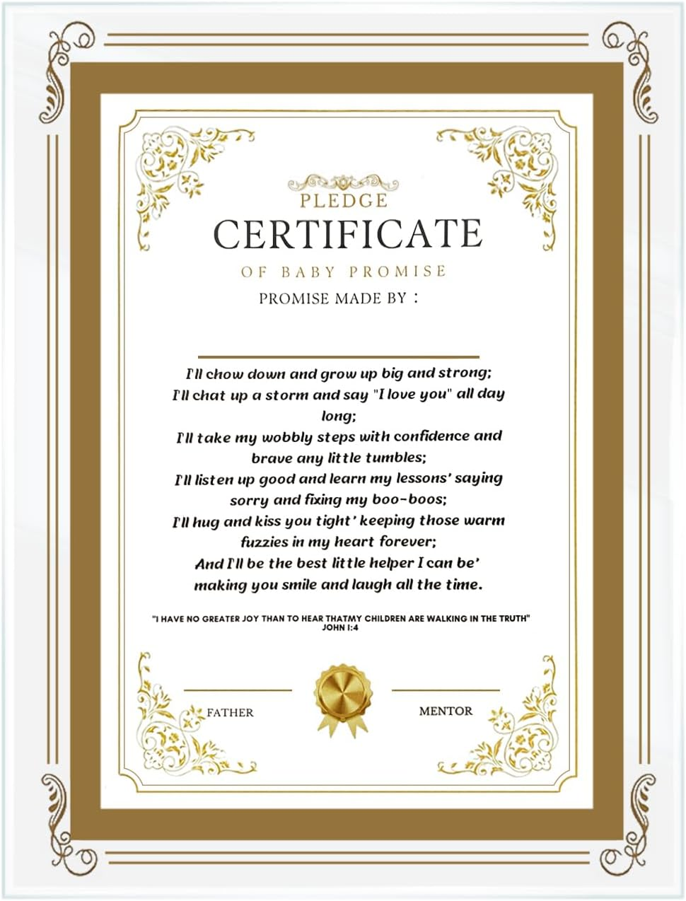 New Parents Gifts, First Time Parents Gifts, Baby Keepsake - Including Baby Commitment, Certificate and Glass Photo Frame image number 1