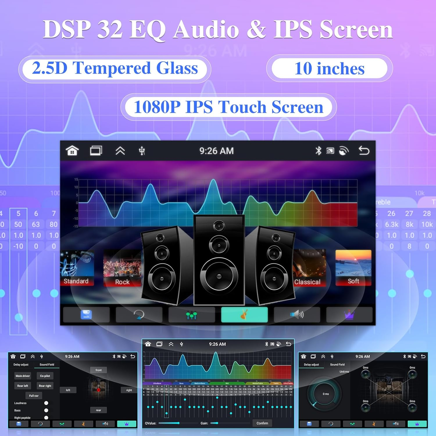 [8 Core 4G+64G] Car Radio for Jeep Wrangler 2011 2012 2013 2014-10.1 Inch Android Touch Screen Car Play Stereo, DSP 32 EQ Audio/Ips Screen/Carplay/Android Auto/Swc/Bt 5.0/Wifi image number 3
