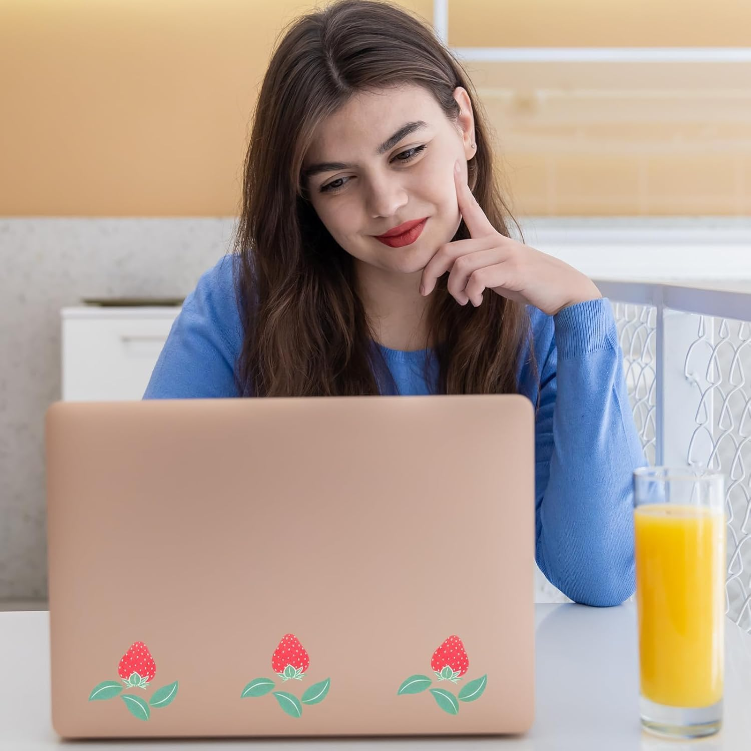 Fokmuaex Strawberry Wall Decals - 4 Sheets Removable Smooth Surface Wall Stickers with Durable Adhesive, Easy to Apply Charming Room Decor for Bedroom, Nursery, Kitchen image number 1