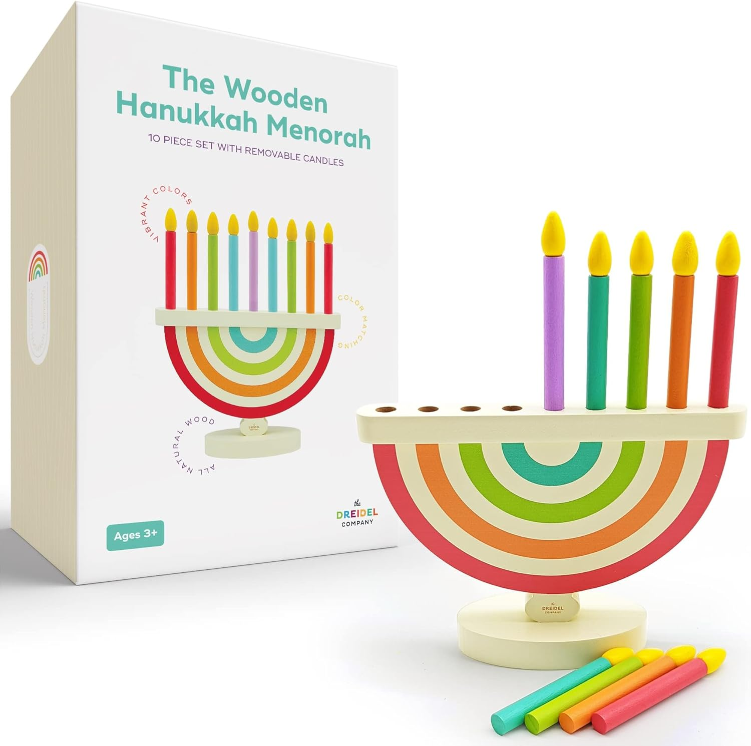 Hanukkah Children'S Wooden Chanukah Menorah with Removable Candles (2-Pack) image number 6