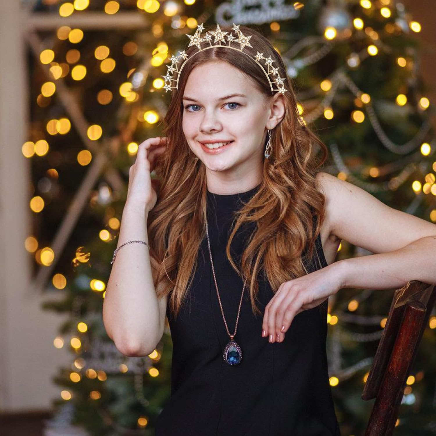 Star Headband, Star Rhinestone Headband, Hair Accessories, Stars, Rhinestone Star Headband, Goddesses Headpiece, Headband Star Glitter, for Women and Girls, Carnival, Wedding, Birthday Party image number 2