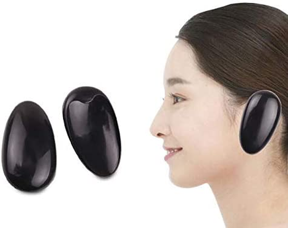 Ericotry 10 Pairs Black Plastic Reusable Ear Covers Shield Protector Hairdressing Dye Coloring Bathing Shower Caps Waterproof Earmuff for Hair Salon image number 1