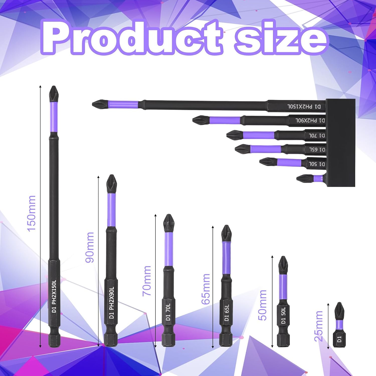 6 Pieces Upgraded High Hardness and Strong, Magnetic Bits D1 Magnetic Drills Non-Slip Impact Resistance Phillips Screwdriver Bit with Phillips Set for Electric Impact Drill Hand Drill