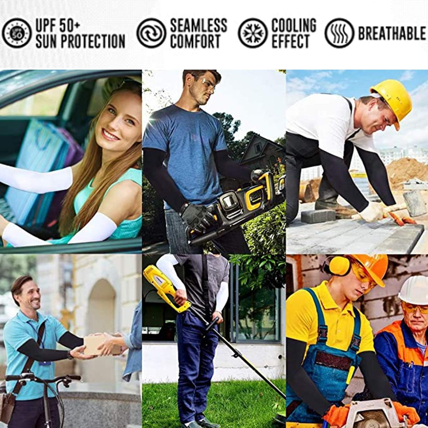 UV Protection Cooling Arm Sleeves - UPF 50 Compression Arm Sleeves for Men/Women/Students for Elbow Brace, Baseball, Basketball, Football, Cycling Sports image number 4