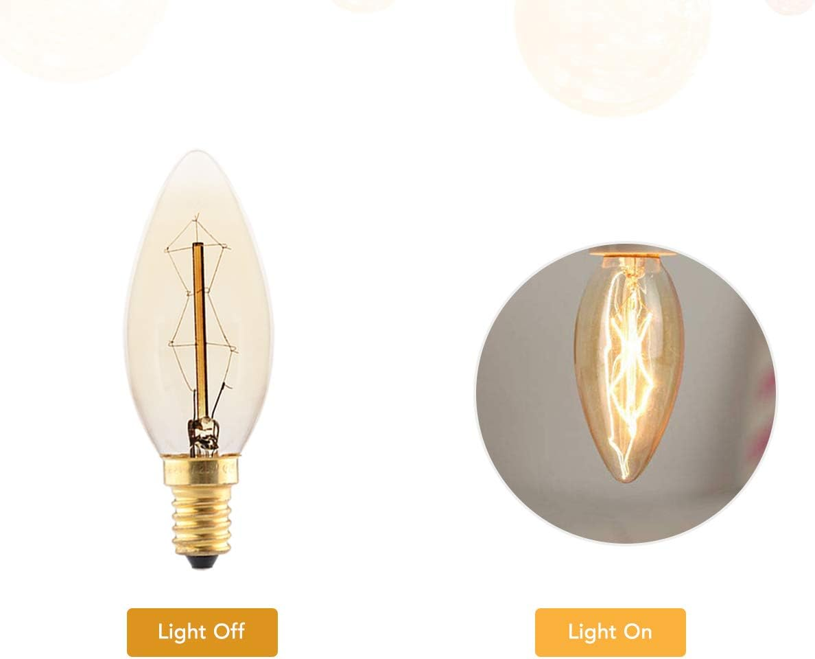 6 Pack Vintage E14 Candle Light Bulbs 4̣0̣Ẉ, Dimmable E14 Small Screw Bulbs, Vintage Edison Screw Bulb, Warm White 2700K image number 5