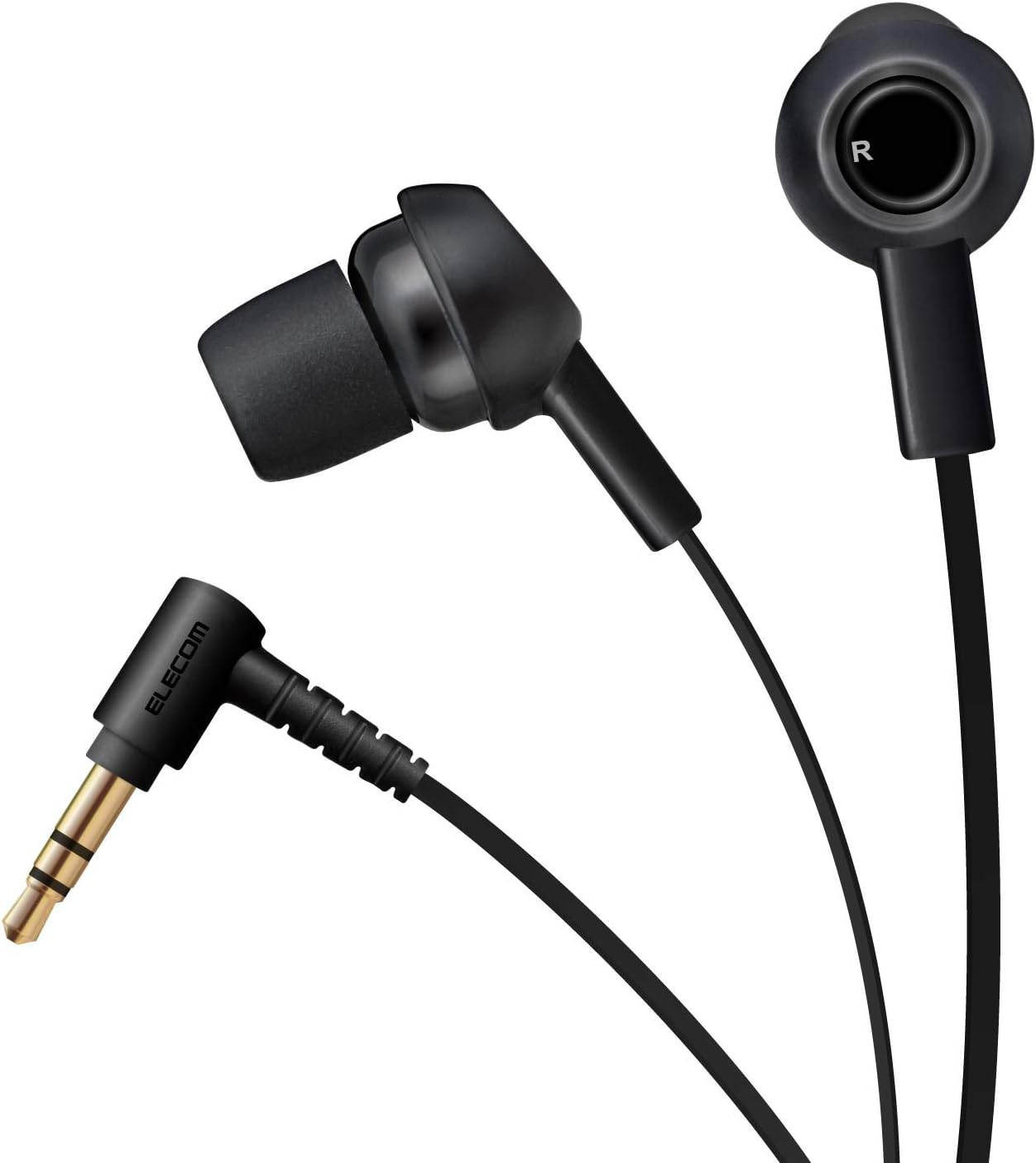 Elecom EHP-C3520WH Stereo Earphones, Tangle-Free Flat Cord Y-Type, 0.3 Inch (9 Mm) Driver, White