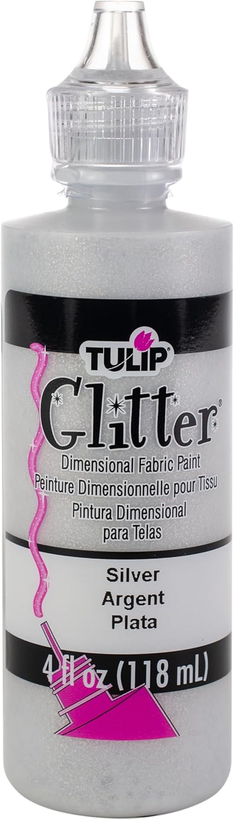 Tulip Dimensional Fabric Paint, 118Ml, Glitter Silver