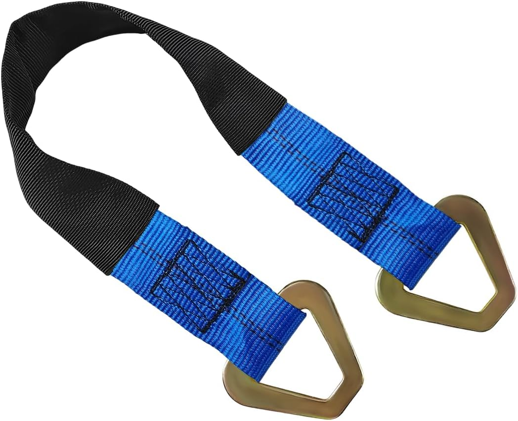 DXNQ 2" &times; 29" Premium Axle Tie down Strap with D Rings, Heavy Duty Axle Strap with Protective Sleeve Working Load Limit 6614 Lbs, High Tension Axle Strap for Securing Car Transport (Blue) image number 4