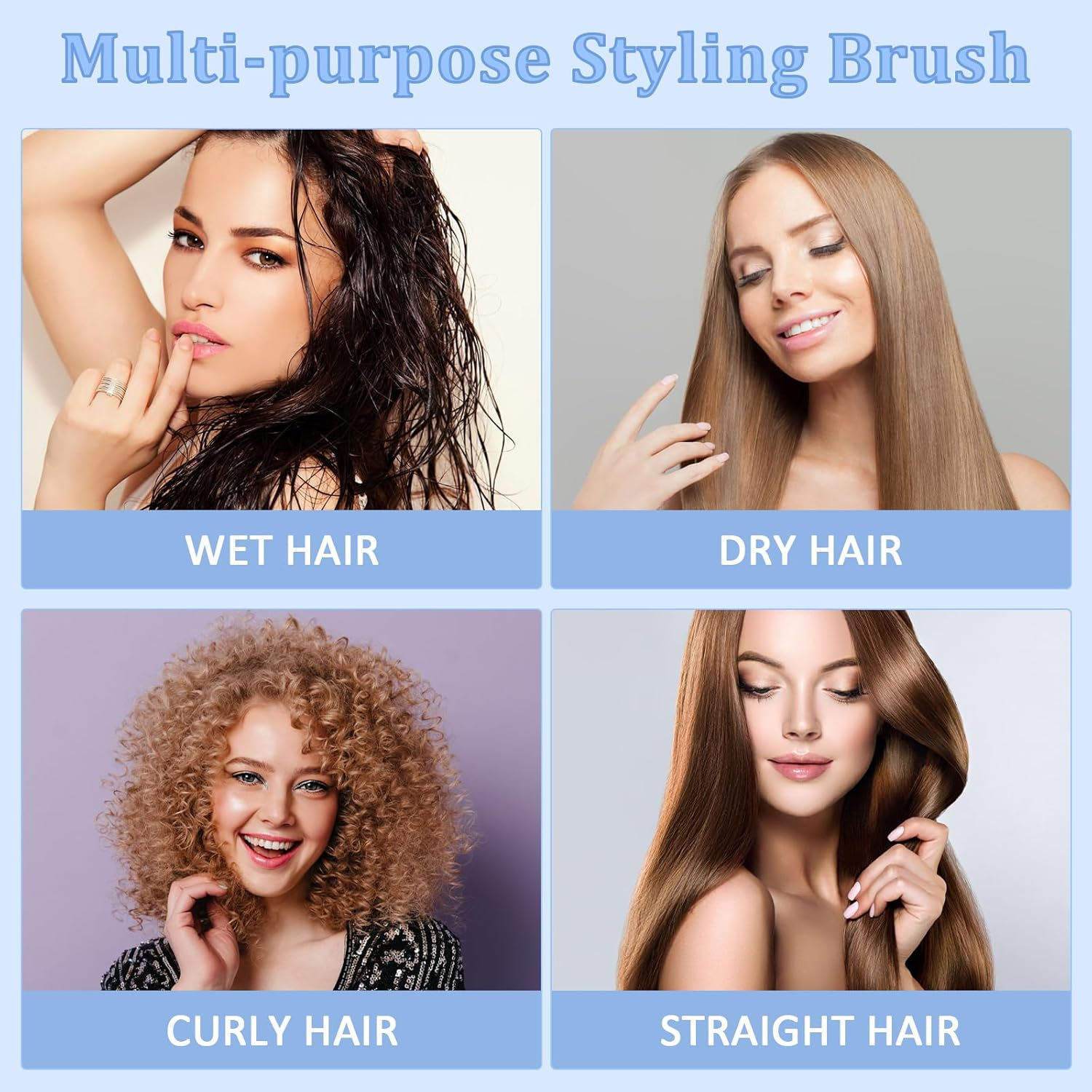 Start Makers Curl Define Styling Hair Brush, Wet & Dry Multifunction Bounce Curl Brush for Detangling, Combing, Shaping and Defining Curls, Hair Brush for Women Men (Blue) image number 6