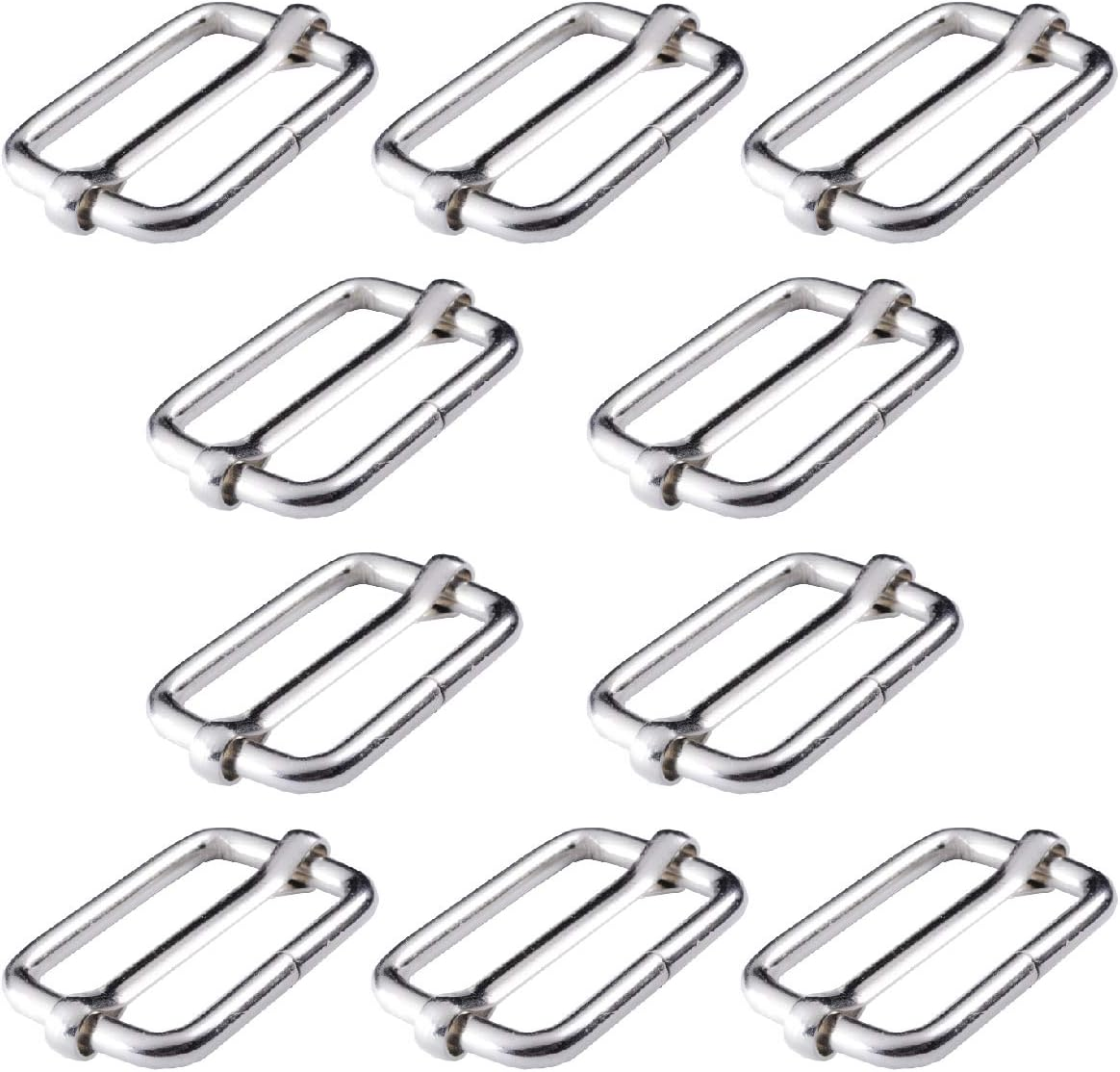 BEADNOVA Metal Rectangle Adjuster Triglides Slides Buckle, Roller Pin Buckles Slider Strap Adjuster for Belt Bags DIY