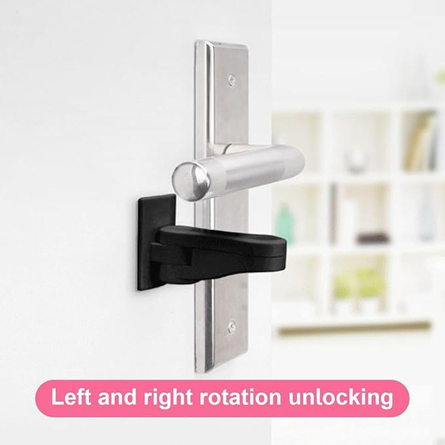 4Pack Child Proof Door Lever Locks,Heavy Duty Door Handle Locks for Baby Safety and Deter Pet Opening the Door, No Drilling Baby Proofing Door Locks（Black