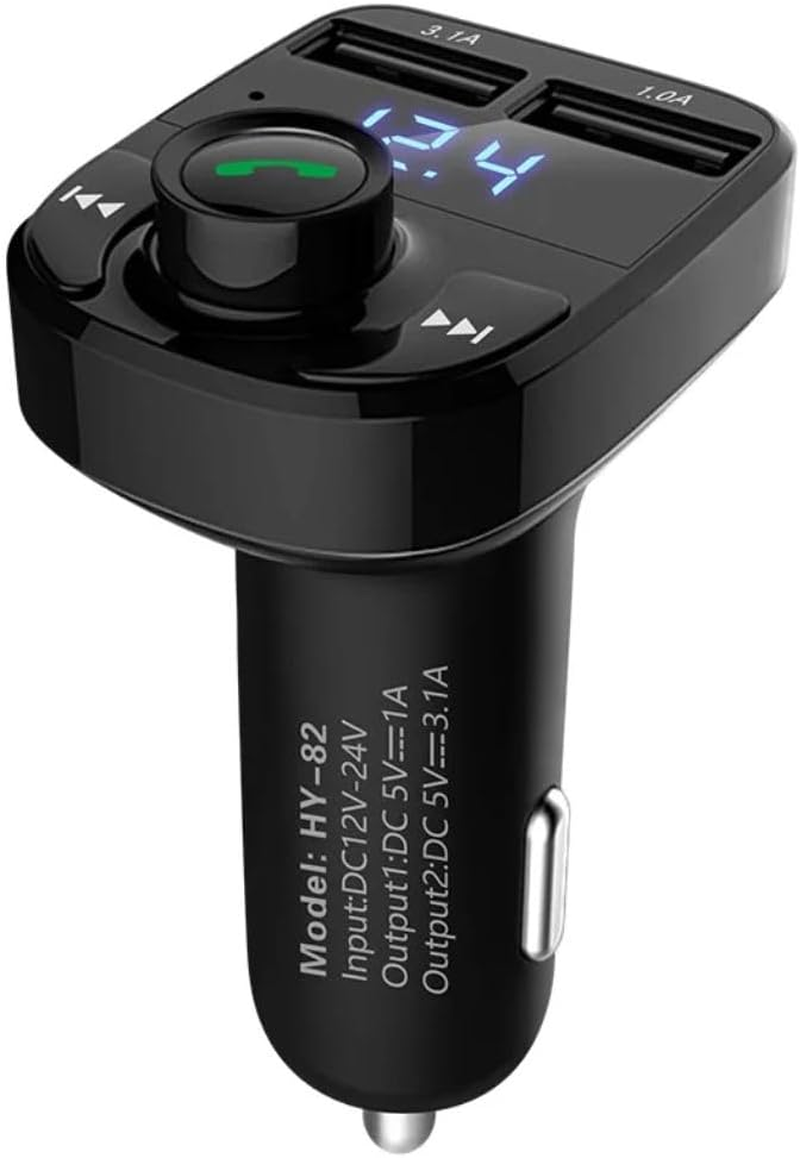 X8 Bluetooth Dual USB Car Charger Black FM Transmitter, Wireless Radio Adapter Kit with MP3 Player, TF Card & USB Disk Support