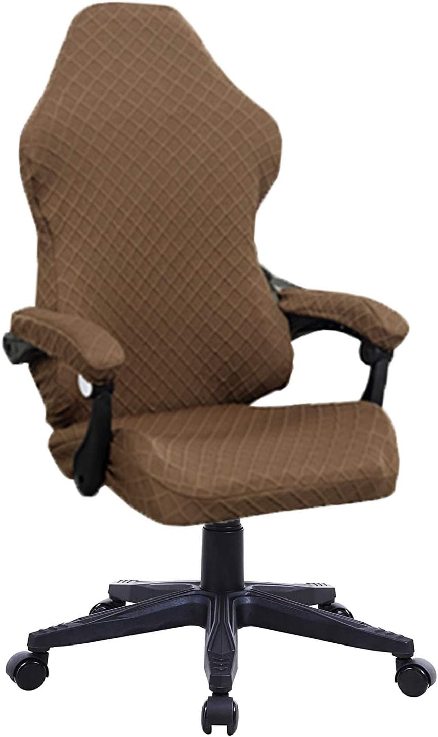 Deisy Dee NO Chair Covers - Stretchy Polyester Gaming Chair Slipcovers for Reclining Racing Chairs (Coffee)