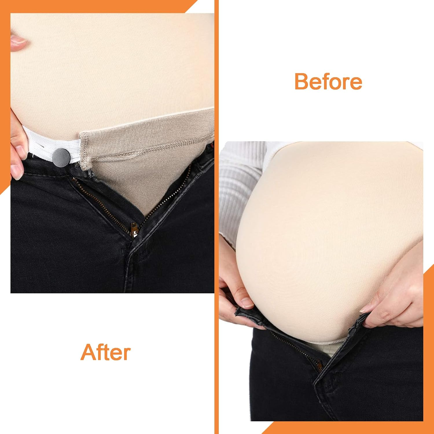 Zvorgath Maternity Pants Extender - Adjustable Waistband Extender for Pregnant Women, Elastic Waist for Men and Women (2 Pieces)