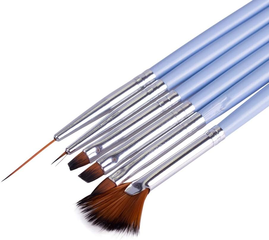 6Pcs Blue Wooden Nail Art Drawing Painting Sets 6 Designs Nail Brush Kits Manicure Tools 18Cm Zhengpingpai image number 2