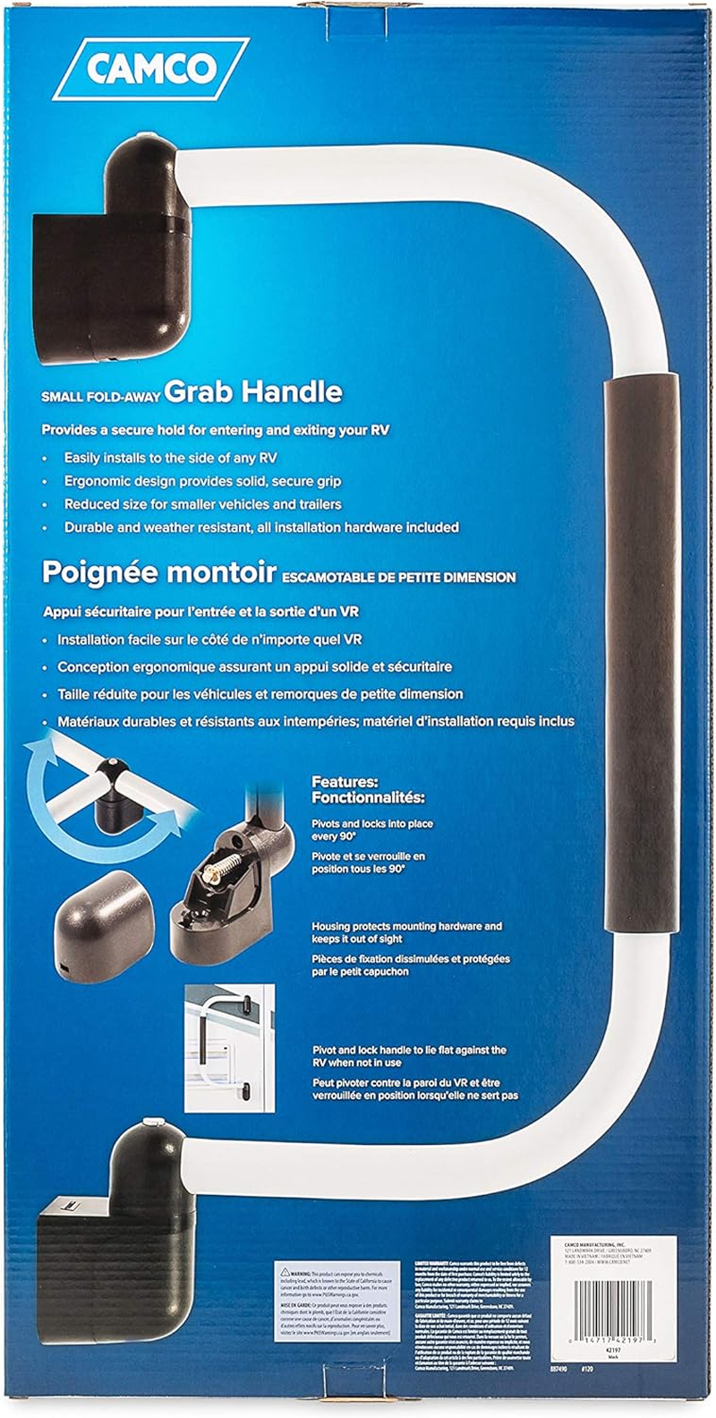 Camco 42197 Fold-Away Grab Handle (Short - Black) image number 4