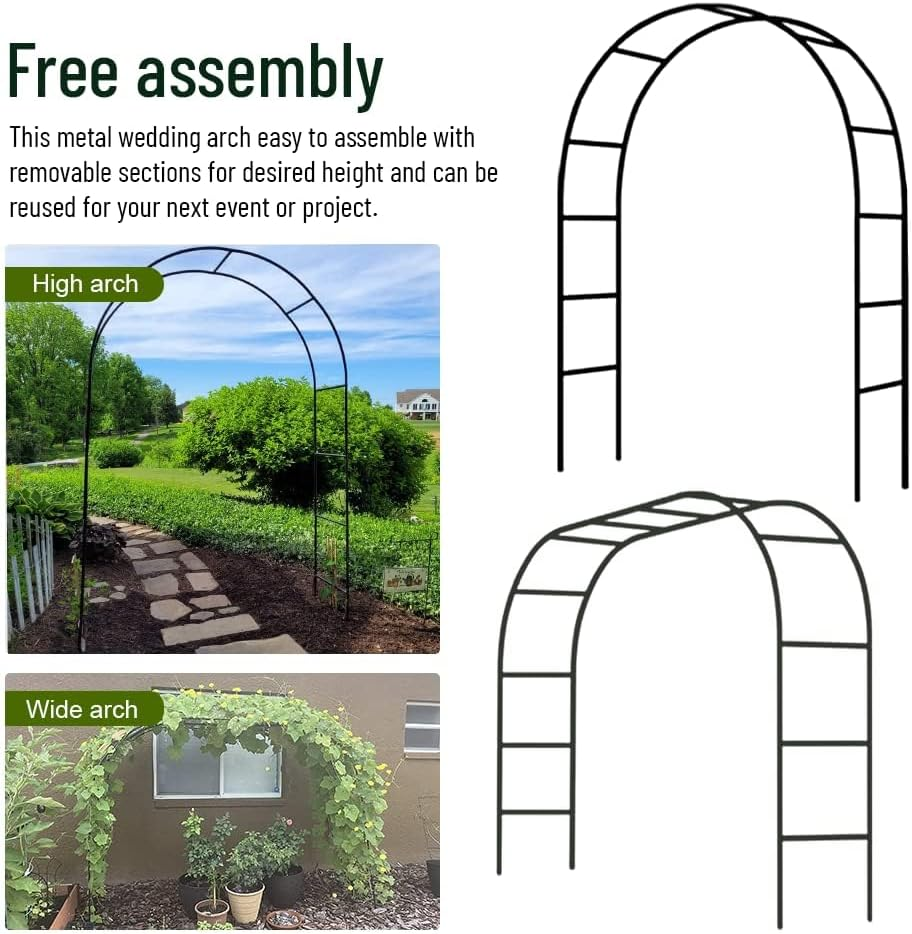 Newsmarts 7.9Ft Metal Garden Arch Army Green Garden Arbor for Climbing Plant Outdoor Wedding Party image number 1