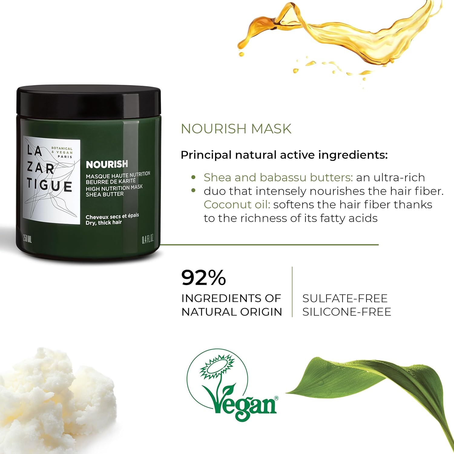 Lazartigue Nourish Mask for Women 8.4 Oz Masque