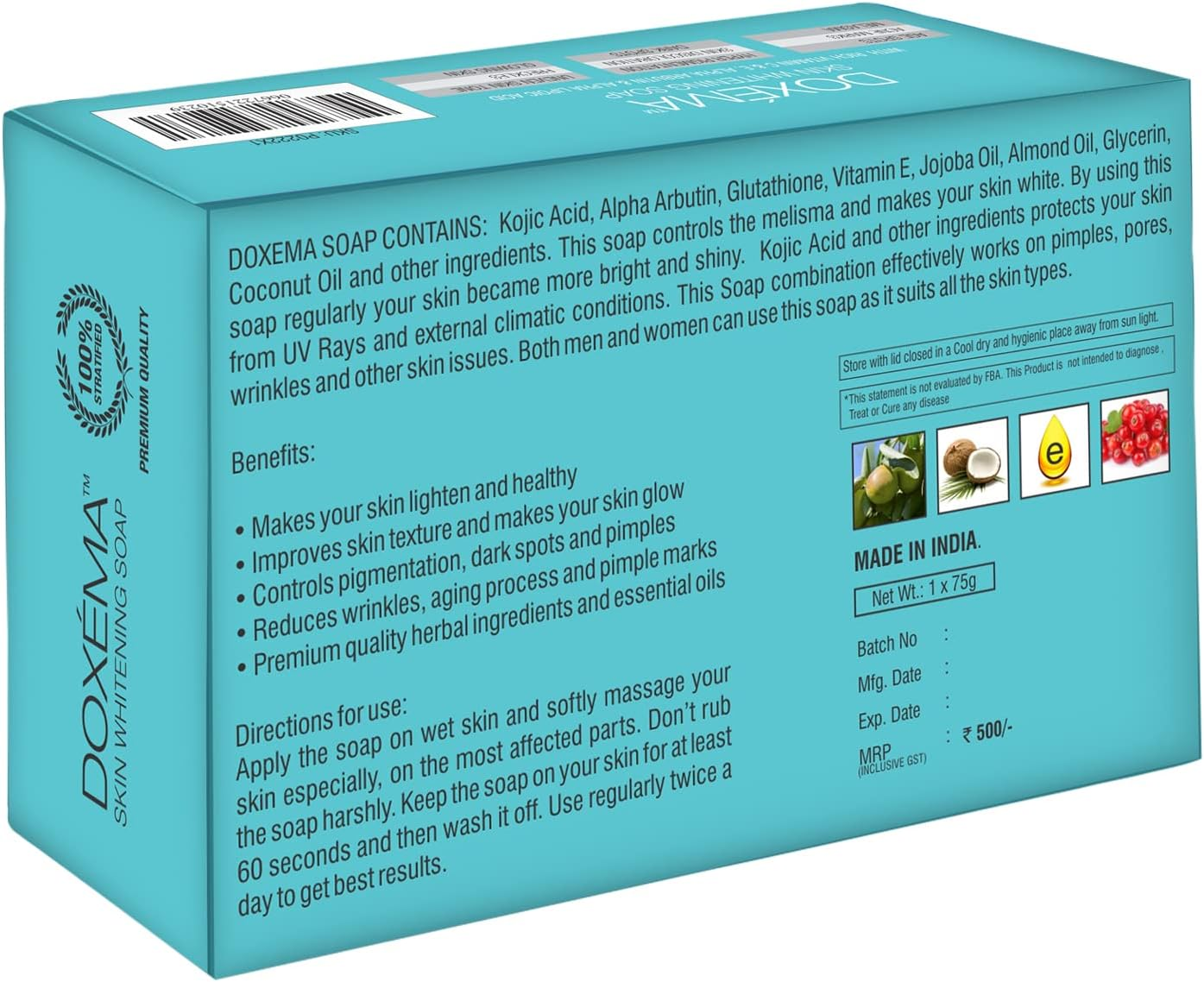 Doxema Skin Lightening Soap with Glutta Thione & Kojic Acid image number 1