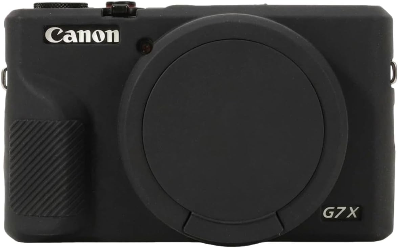 Protective Case for Canon Powershot G7X Mark III, Silicone Digital Camera Case, G7X Mark III Soft Silicone Case Cover Rubber Camera Sleeve with Removable Lens Cover (Black)