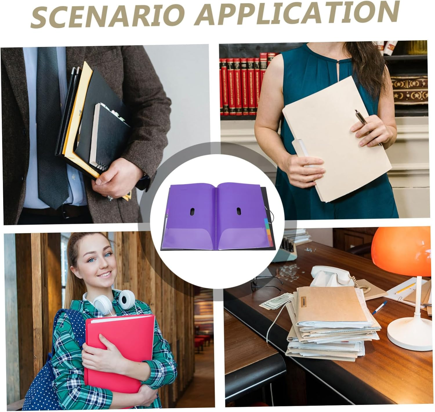 CAXUSD File Organiser Expanding Document Folder Rope Button Seal Large Capacity Pocket Folder for Travel Office School