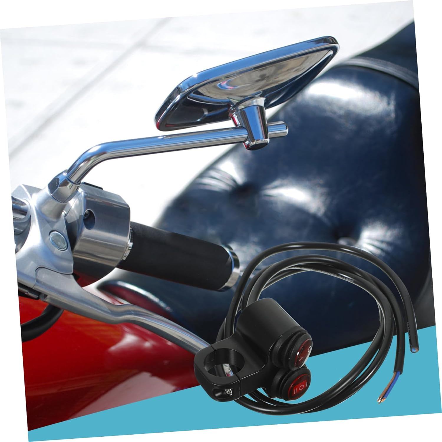 PLAFOPE Motorcycle Handlebar Toggle Switch with Headlight Button 3-Wire Waterproof Motorbike Handlebar Switch for Electric Bikes and Scooters with Indicator Light image number 5