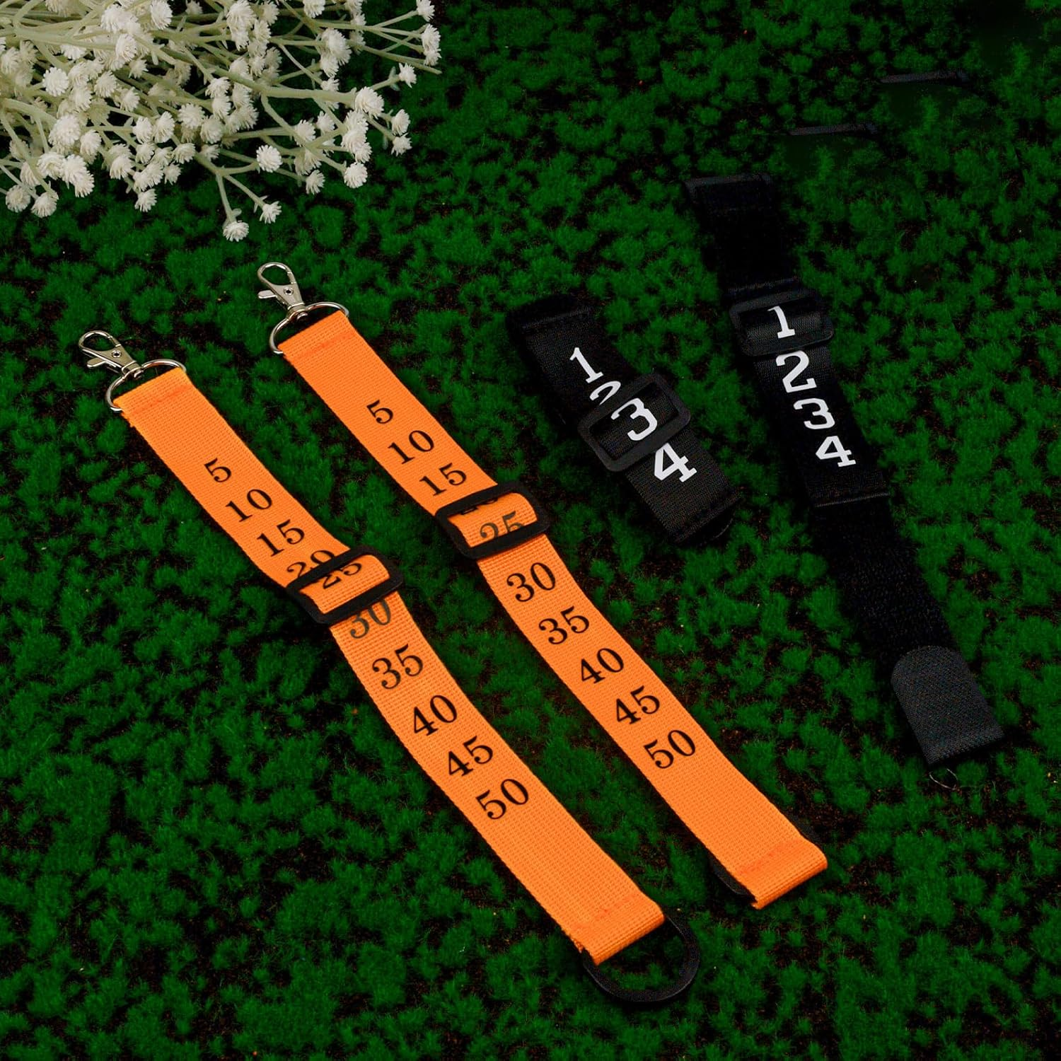 PEUTIER 2Pcs Football Referee Chain Clip & 2Pcs Wristbands, Premium Polyester Webbing Football Referee Gear Football Field Line Markers for Football Referee Sporting Supplies