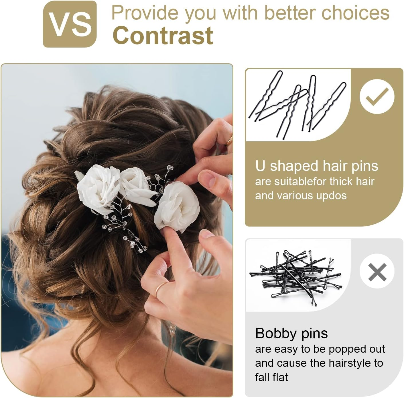 U Shaped Hair Pins, IKOCO 80Pcs of Bun Hair Pins for Women Girls with Storage Box(2.4 Inch) image number 3