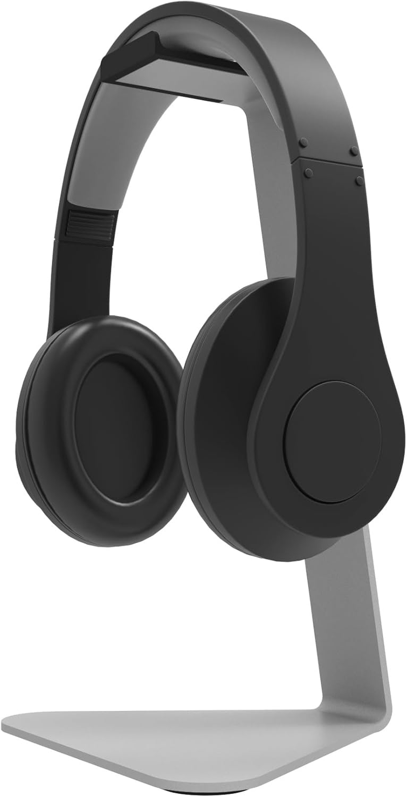 Kanto H1W Universal Desktop Headphone Stand with Curved Silicone Padding | Silver