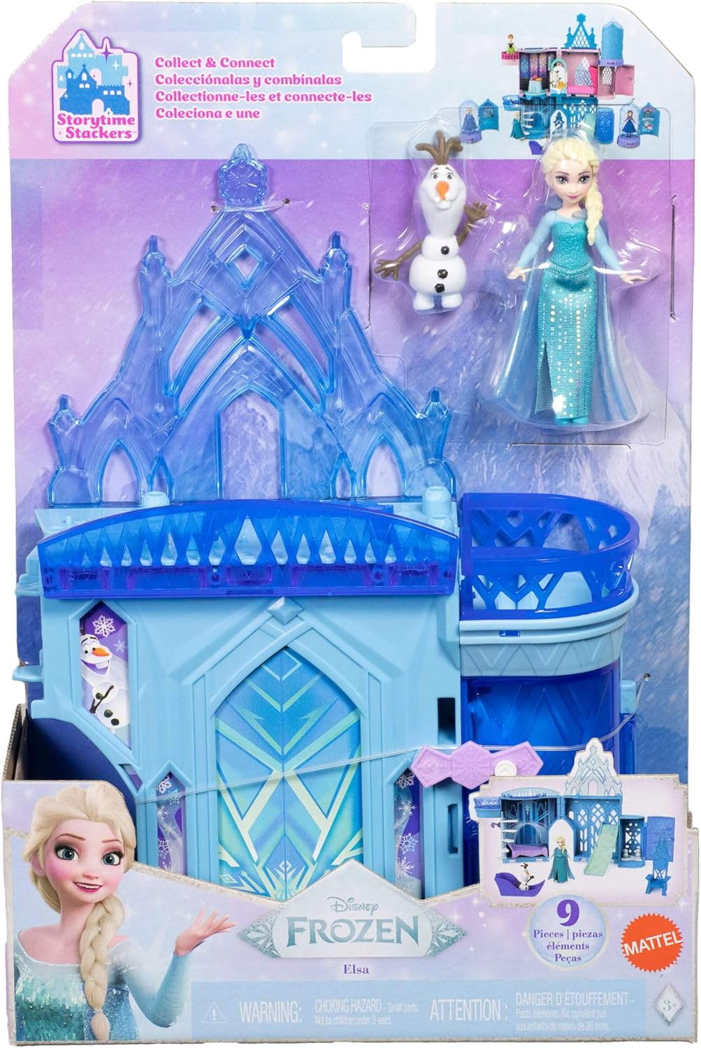 Mattel Disney Frozen Toys, Elsa Stackable Castle Doll House Playset with Small Doll and 8 Pieces, Inspired by the Disney Frozen Movies, Kids Travel Toys and Gifts - Multi-Coloured image number 2