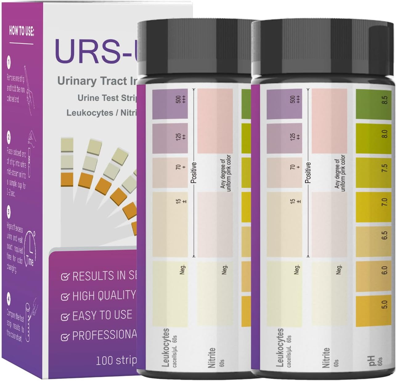 2Pcs UTI Urine Test Strips, Portable, Fast and Accurate Urine Test Strips, Home Urine Analysis, for PH, Glucose, Nitrite and White Blood Cell Detection image number 2