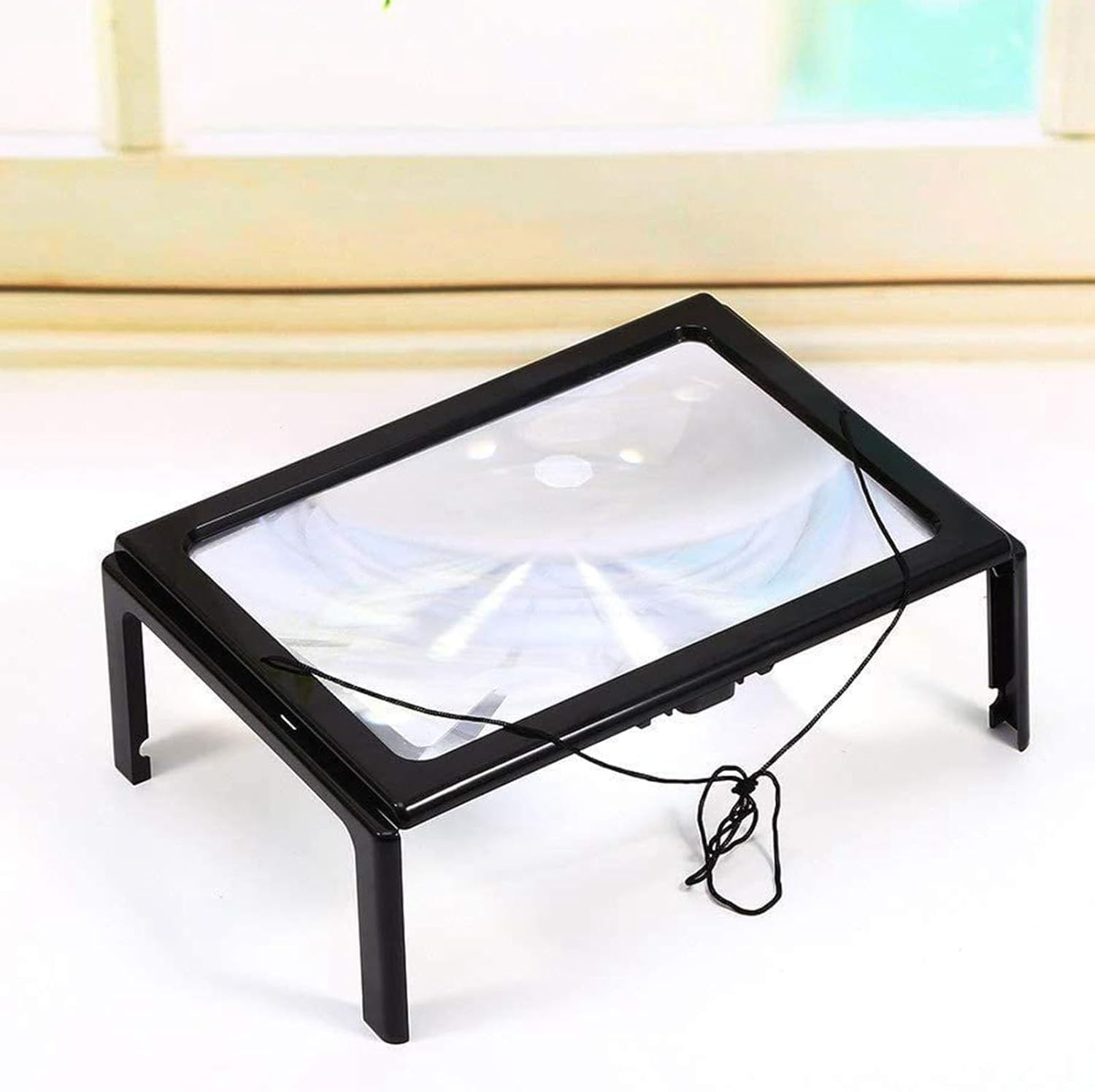 Reading Magnifying Glass 3X Foldable Hands Large Page Magnifier with 4 LED Lights for Elderly People image number 3