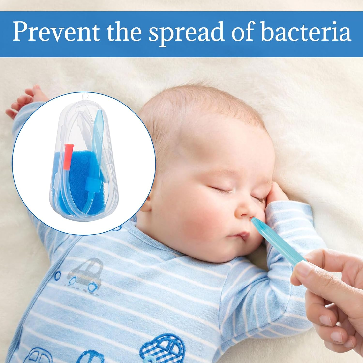 Baby Nasal Aspirator, Baby Snot Sucker, Baby Nose Sucker, Nose Congestion Relief, Nasal Suction Device with Travel Box, Cleaner with Hygiene Filters, Nose Cleaning Aspirator with Tweezers image number 1