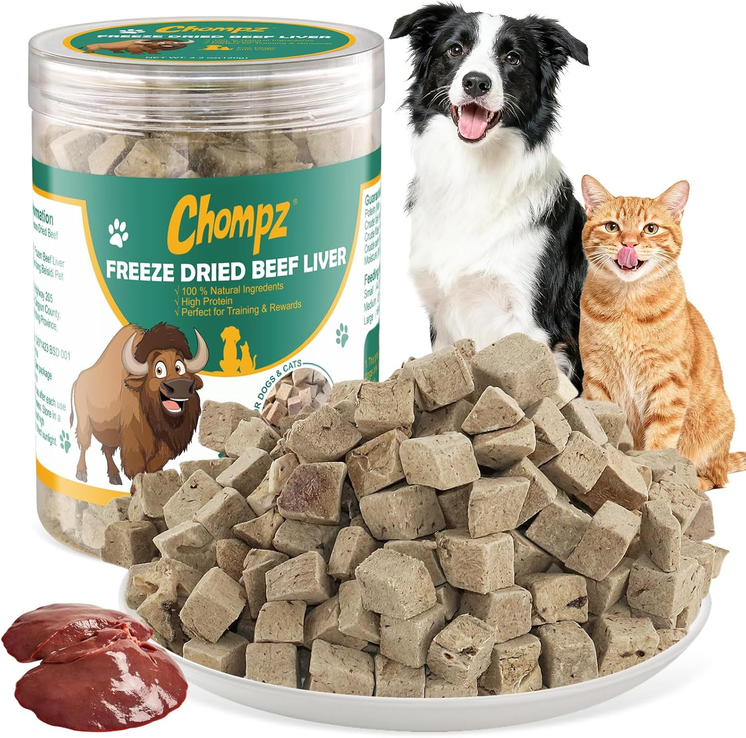 Freeze-Dried Beef Liver Treats for Dogs & Cats, Healthy Pet Training Treats or Food Topper, Single Ingredient High-Protein 4.23Oz image number 4