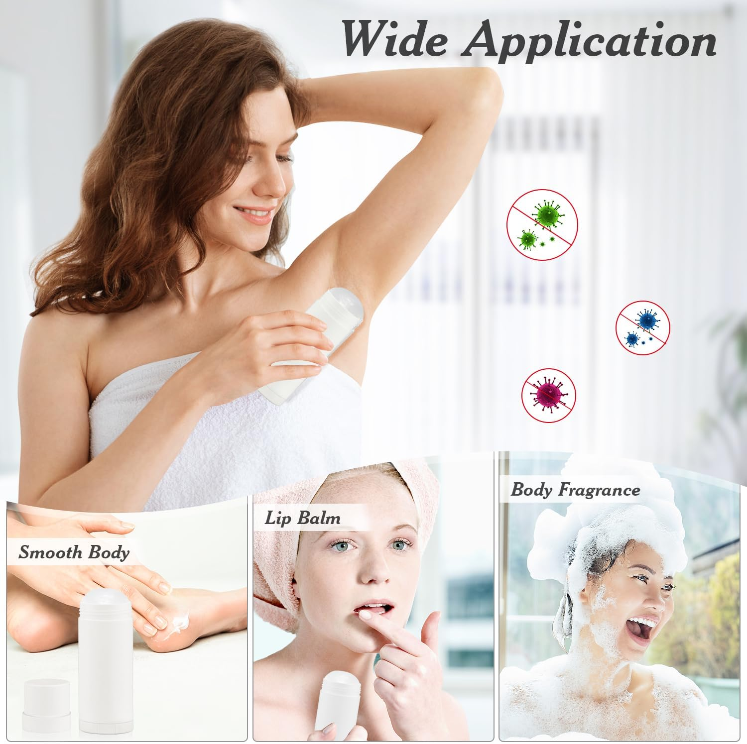 Mirrline 60Ml/2Oz White Deodorant Containers Plastic Twist up Filling Bottle Refillable Deodorant Holder Stick for Crayon Lip Balm Chapstick Sunscreen Lotion Bar - 12 Pack image number 4