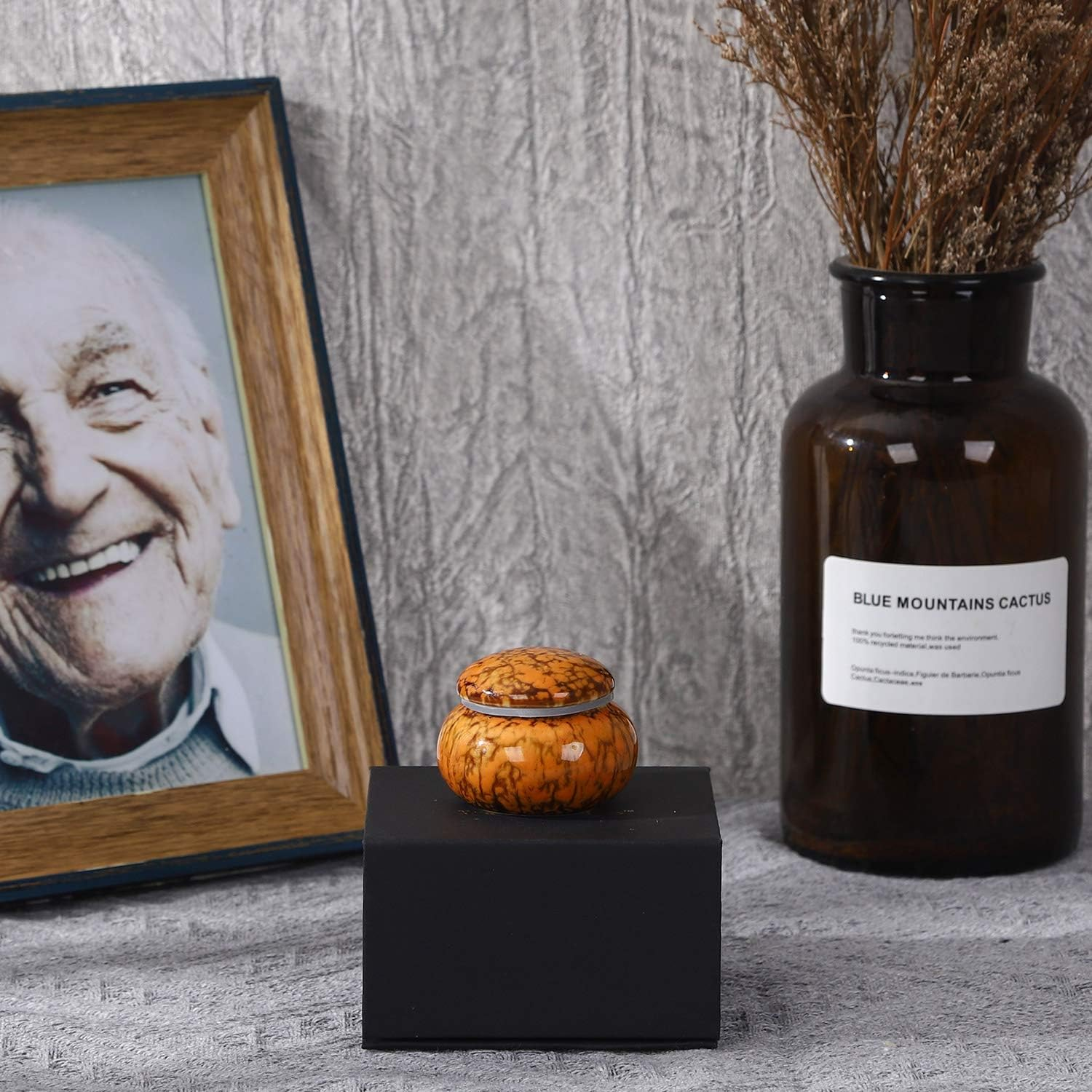 Small Urn for Human Ashes - 1.6'' Handicrafted Urn - Beautiful Tiny Keepsake Urns - Mini Urn Made of Ceramic - Hold 1.2 Cubic Inches of Ashes (Orange) image number 4