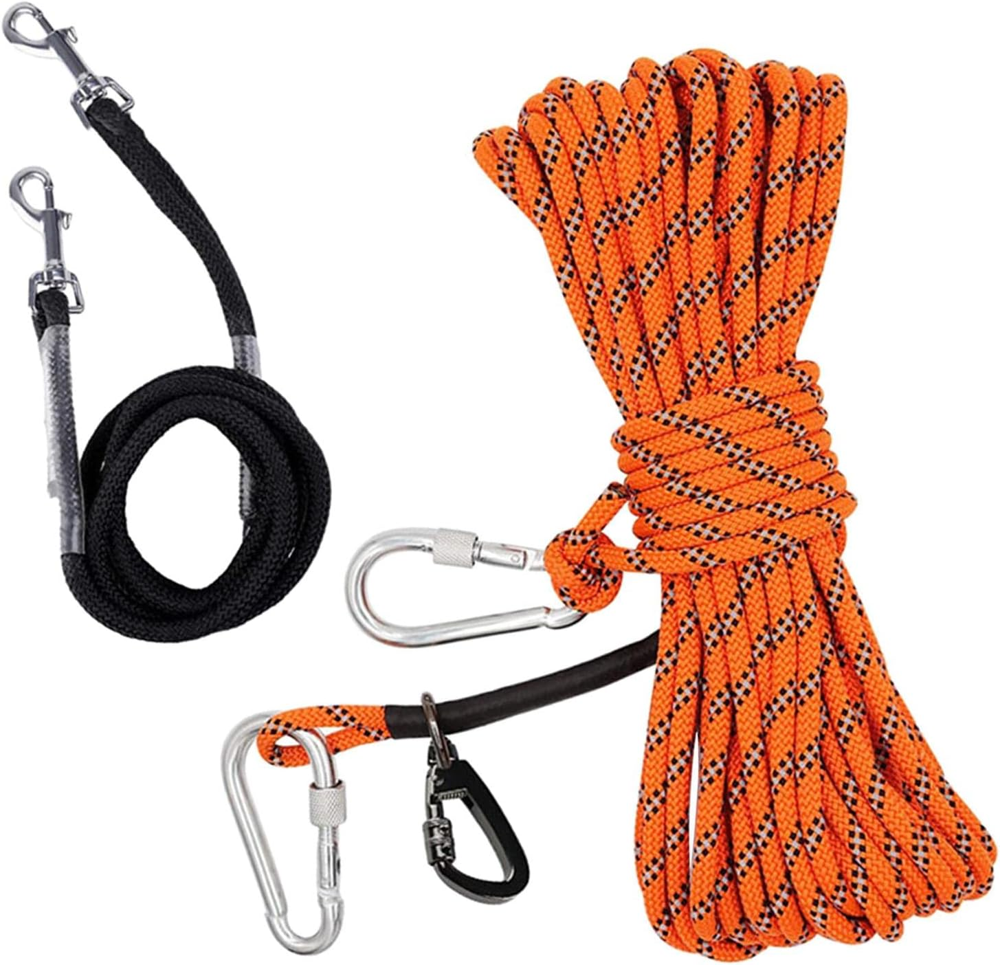 JISADER 50Ft Dog Trolley Runner Cable Carabiners Pulley Smooth Sliding Tether Ropes Outdoor Activities Gardens Camping image number 2