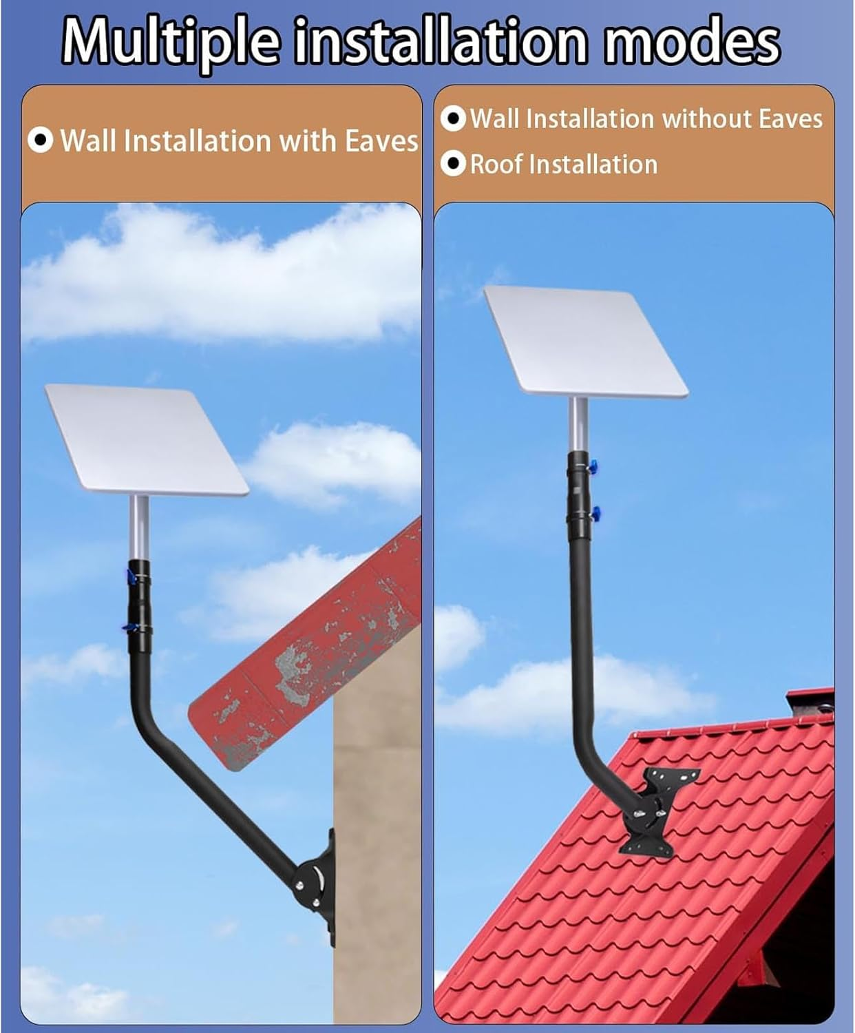 Starlink Mounting Kit, Adjustable Starlink Long Wall Mount, Stainless Steel Starlink Roof Mount Pole Mount with Adapter for V2 Starlink image number 6
