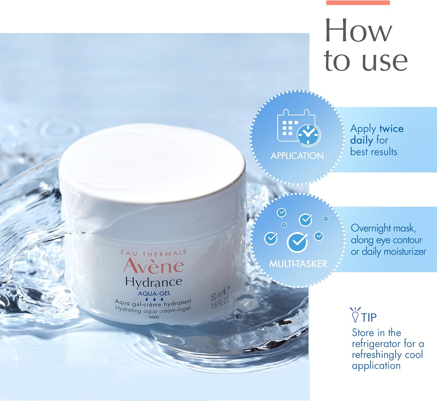 Avene Hydrance AQUA-GEL Hydrating Aqua Cream-In-Gel - for Dehydrated Sensitive Skin 50Ml image number 1